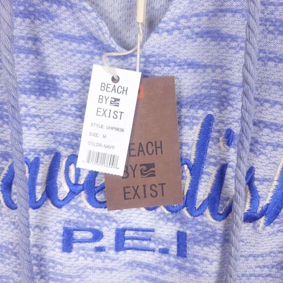 Beach by Exist Cavendish Blue White Hooded Pullover Size M - Picture 3 of 7